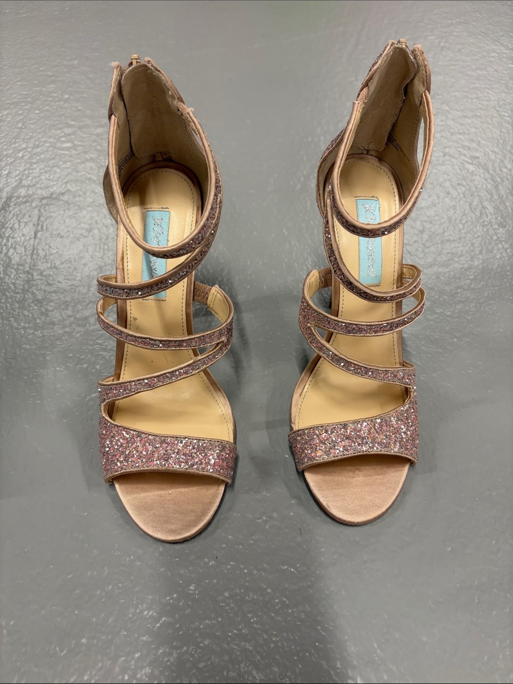 New Blue by Betsy Johnson Strappy Glitter High Heel Sandals
